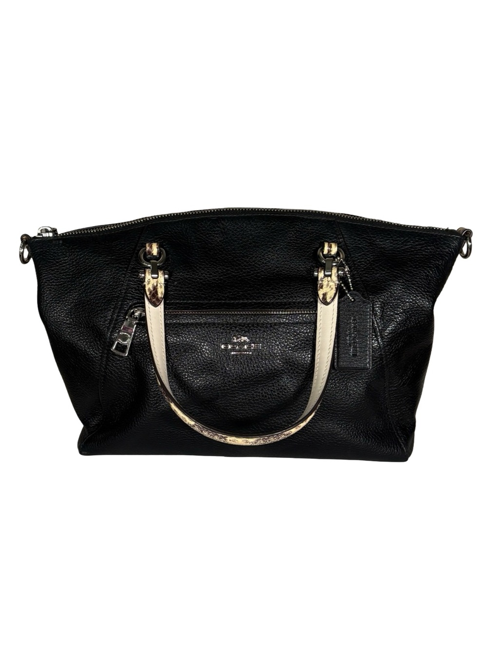 Coach Prairie Satchel Black Pebbled Leather Snake Embossed Crossbody
